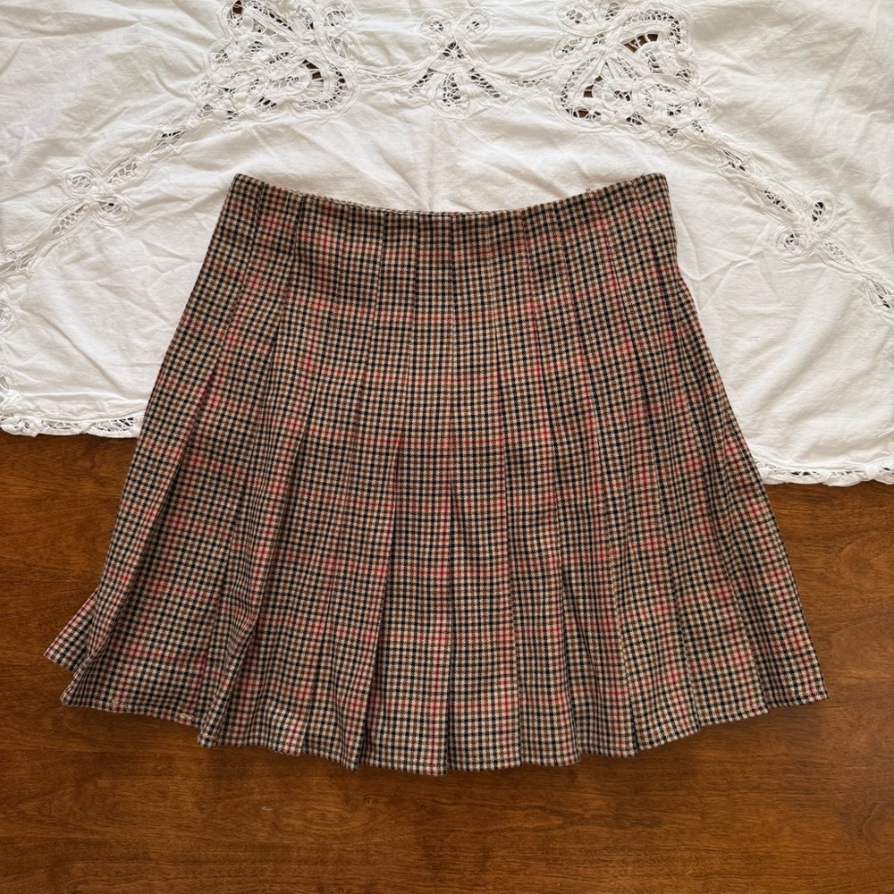 Brandy Melville Pleated Plaid Mini Skirt